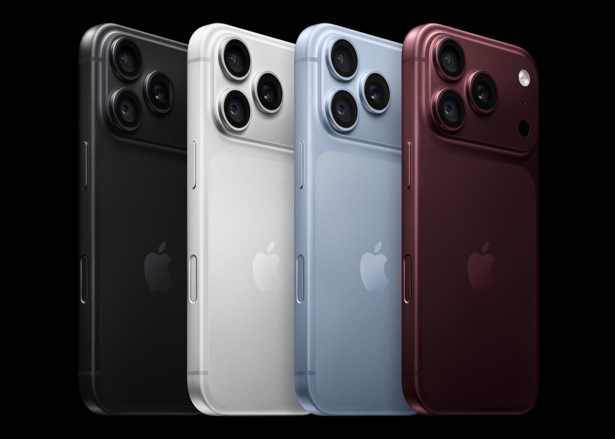 Linha iPhone 18 Pro em quatro cores, vista pela traseira